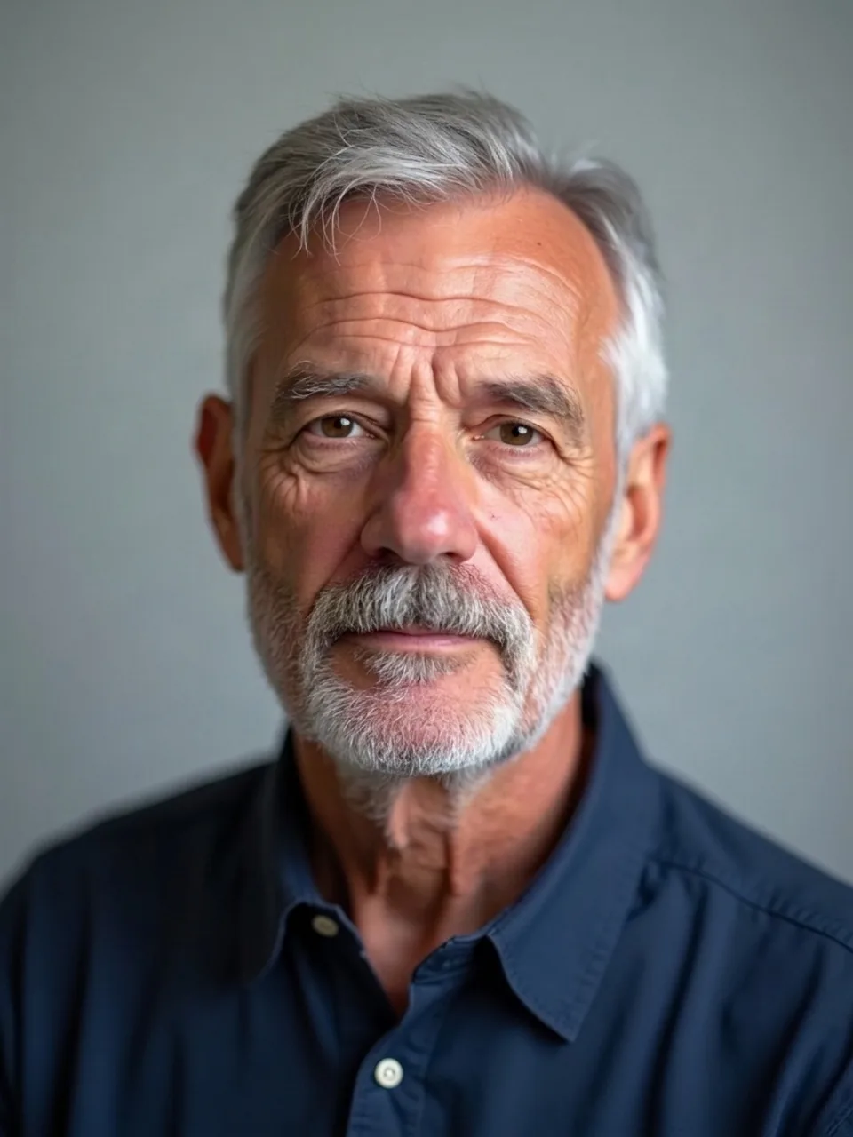 After: the same man with brown eyes.