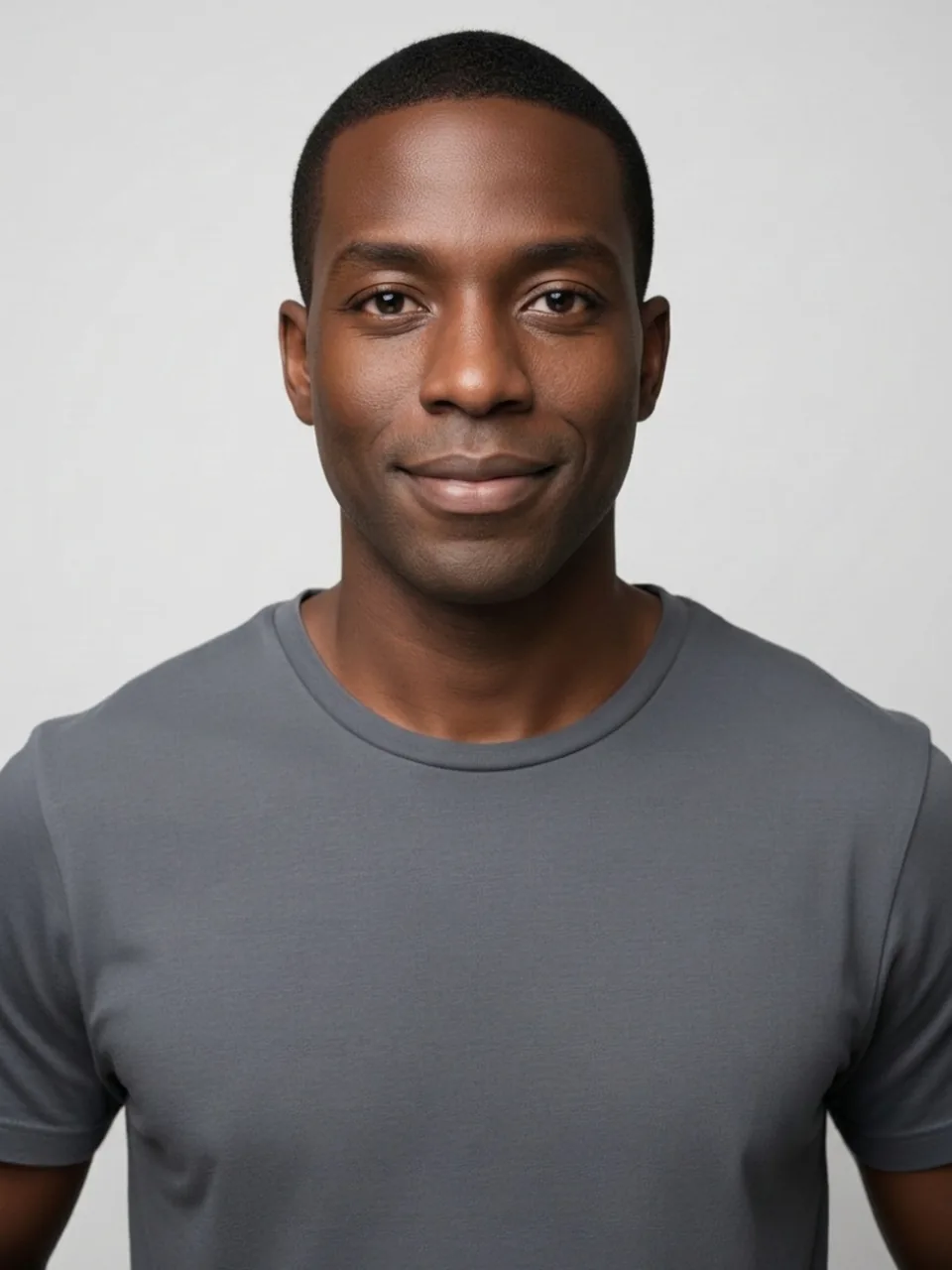 After: the same man with a slight closed-mouth smile.