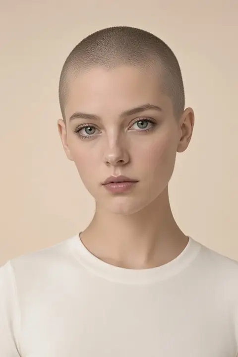 A buzz cut on the sample portrait.