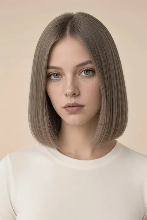 A collarbone-length lob on the same woman.